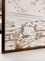 Load image into Gallery viewer, Yaquina Head Lighthouse Hand Sketched Engraved Wooden Artwork
