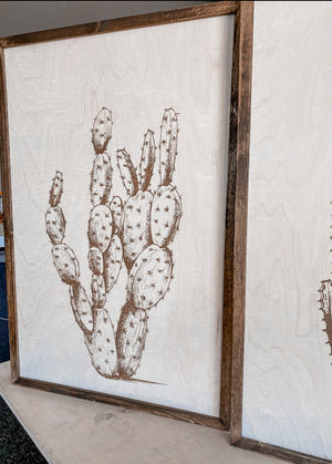 Three Piece Cactus Wood Wall Decor Set | Large Wall Art Set