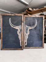 Load image into Gallery viewer, Bull Skull Wood Wall Art |  2 Piece Set
