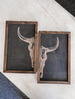 Load image into Gallery viewer, Bull Skull Wood Wall Art |  2 Piece Set
