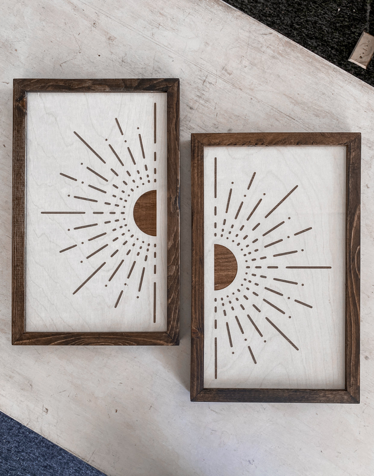 Boho Sunburst Wood Wall Art |  2 Piece Set