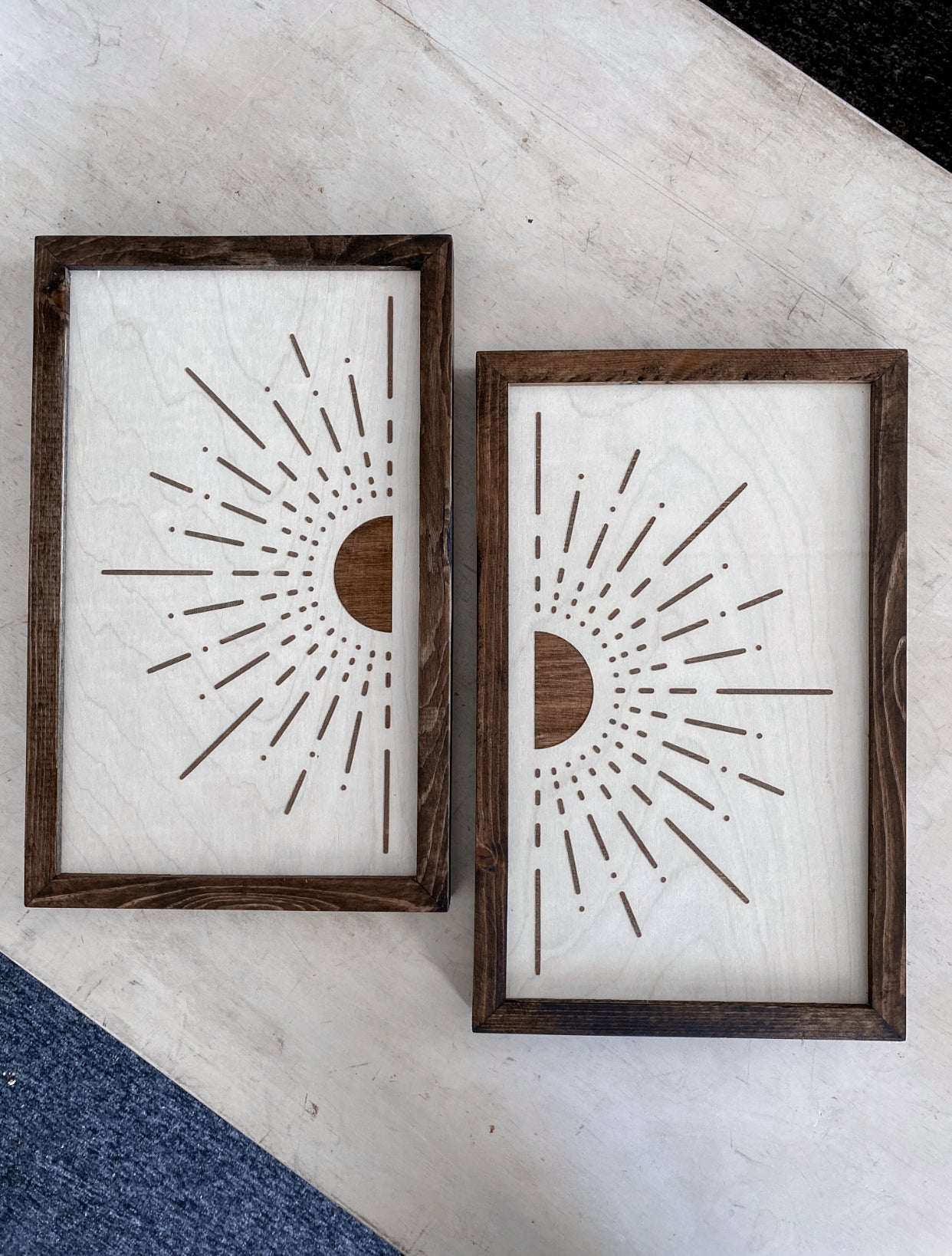 Boho Sunburst Wood Wall Art |  2 Piece Set