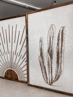 Load image into Gallery viewer, Cactus &amp; Boho Sunburst Wood Wall Art | 3 Piece Set
