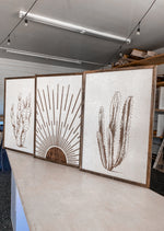 Load image into Gallery viewer, Cactus &amp; Boho Sunburst Wood Wall Art | 3 Piece Set
