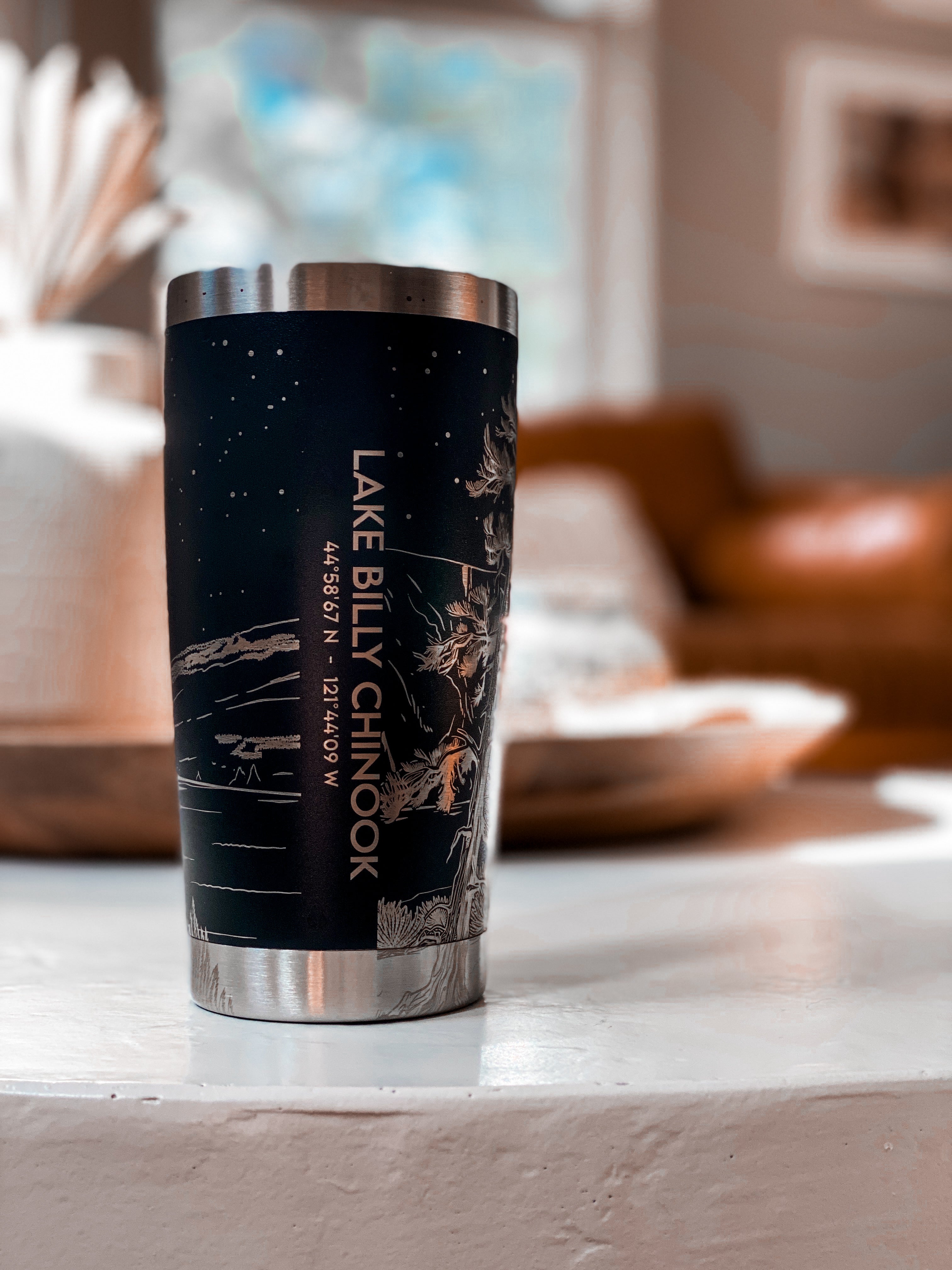 Lake Billy Chinook Insulated Tumbler | Engraved Hand Drawn Art