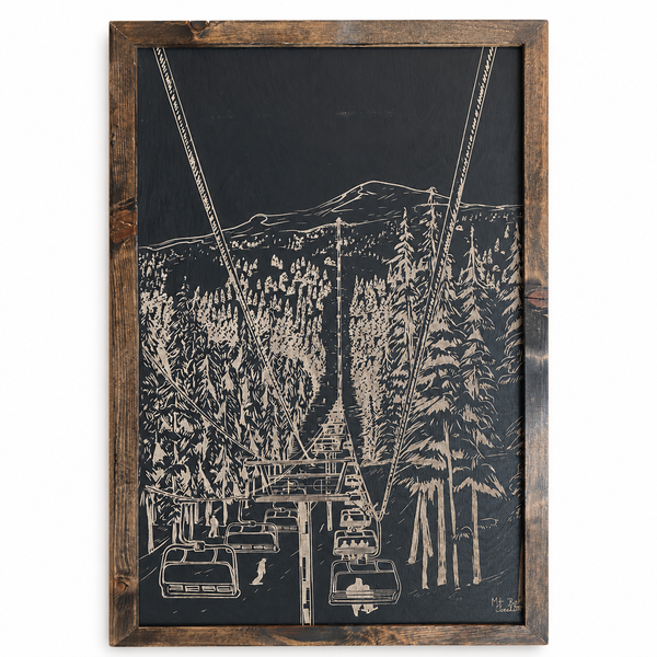 Hand Sketched Mt. Bachelor Cloudchaser Black (Plankers)
