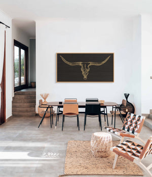 Handcrafted Texas Longhorn skull wall art engraved on rustic wood, western-style home decor
