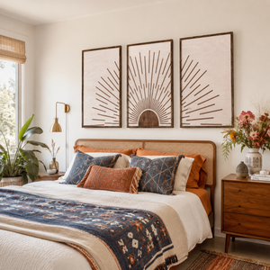 Boho Sunburst Wood Wall Art | 3 Piece Set