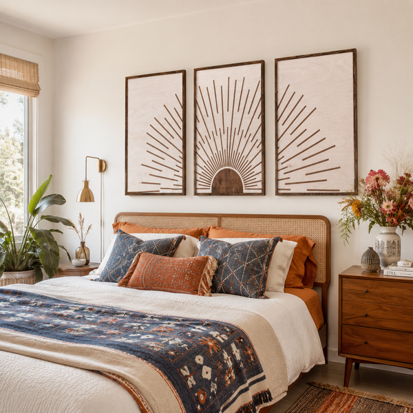 Boho Sunburst Wood Wall Art | 3 Piece Set
