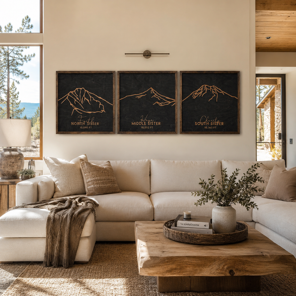 Three Sisters Mountain Range Oregon (3 Piece) Wall Art Set