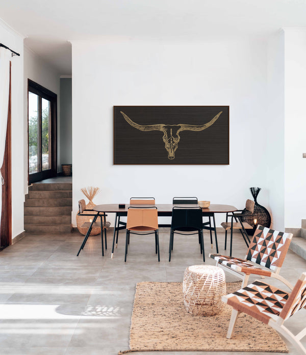 Handcrafted Texas Longhorn skull wall art engraved on rustic wood, western-style home decor