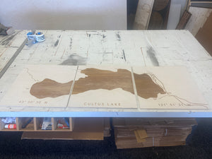Cultus Lake Engraved Wooden Artwork Set