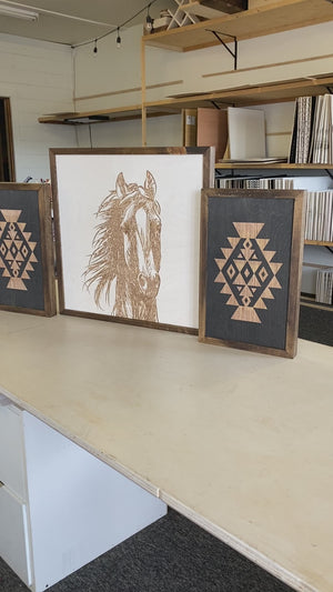 Hand Sketched Horse & Aztec Artwork Set