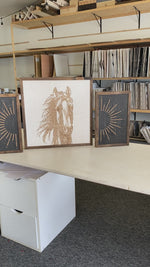 Load and play video in Gallery viewer, Sunburst &amp; Horse Wooden Artwork Set
