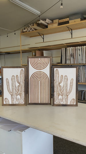 Three Piece Rainbow & Cactus Artwork Set