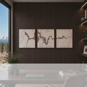 Prineville Reservoir Oregon Engraved Wooden Artwork Set