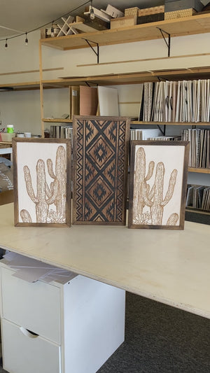 Three Piece Aztec & Cactus Artwork Set
