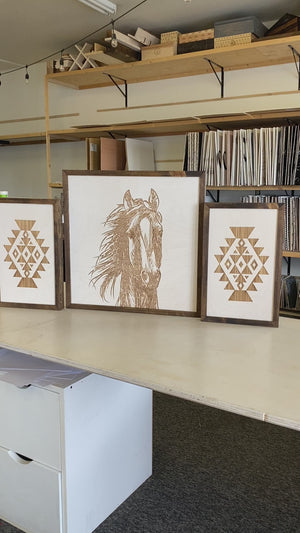 Hand Sketched Horse & Aztec Artwork Set