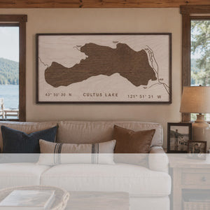 Metolius River Lake Hand Sketched Engraved Wooden Artwork