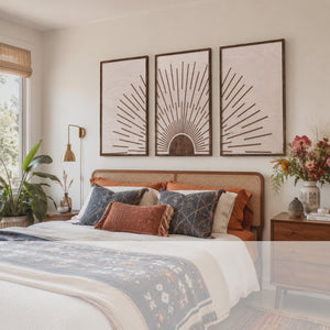 Boho Sunburst Wood Wall Art | 3 Piece Set