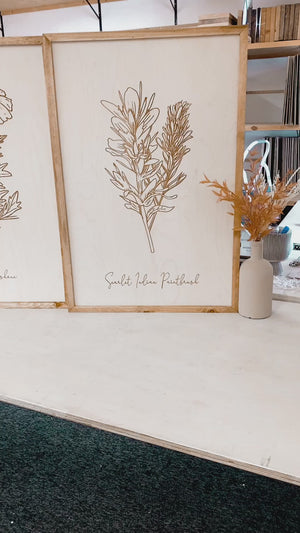 Oregon Flowers Hand Sketched Three Piece Wooden Artwork Set