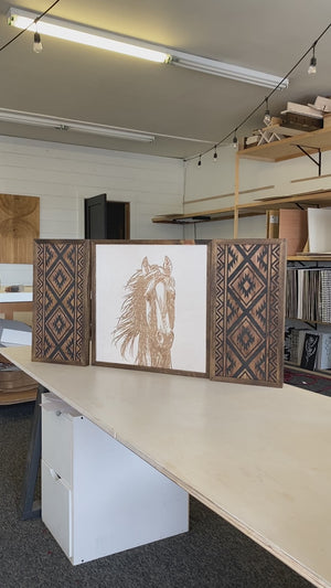 Hand Sketched Horse & Aztec Artwork Set
