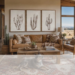 Three Piece Cactus Wood Wall Decor Set | Large Wall Art Set