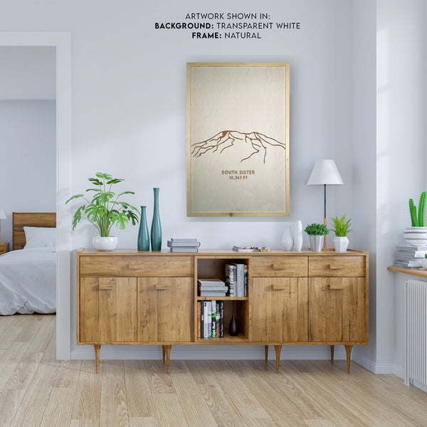 South Sister Mountain Engraved Wall Art
