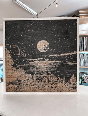 Billy Chinook Lake Hand Sketched Engraved Wooden Artwork
