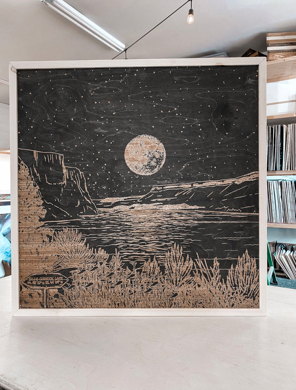 Billy Chinook Lake Hand Sketched Engraved Wooden Artwork