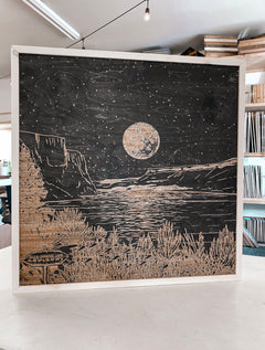 Billy Chinook Lake Hand Sketched Engraved Wooden Artwork