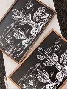 Cactus Desert Wooden Artwork Set
