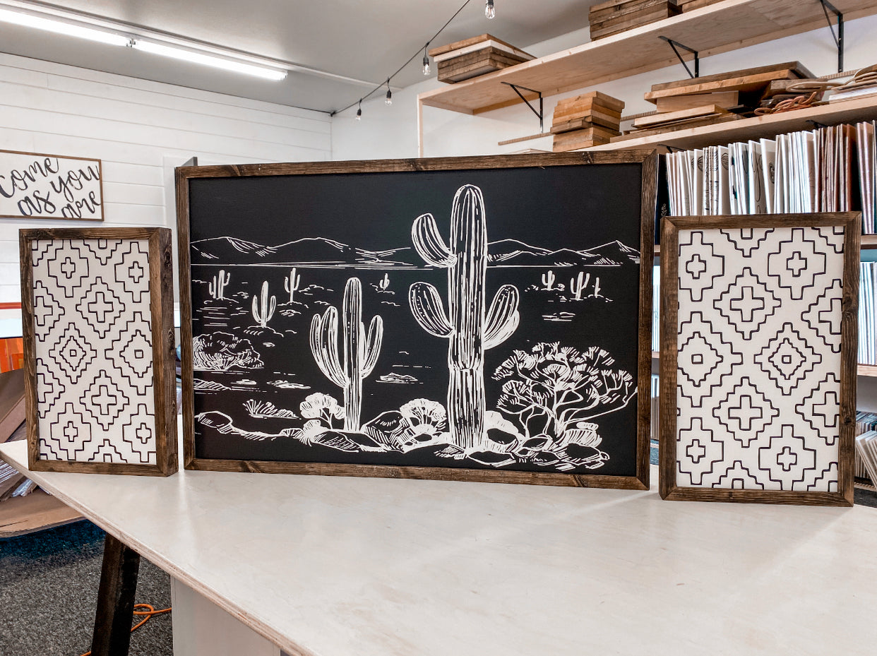Cactus Desert Wooden Artwork Set