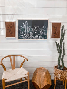Cactus Desert Sunburst Wooden Artwork Set