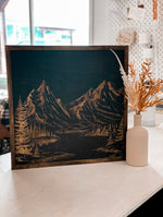 Load image into Gallery viewer, Mountain Landscape Hand Sketched Engraved Wooden Artwork
