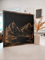 Load image into Gallery viewer, Mountain Landscape Hand Sketched Engraved Wooden Artwork
