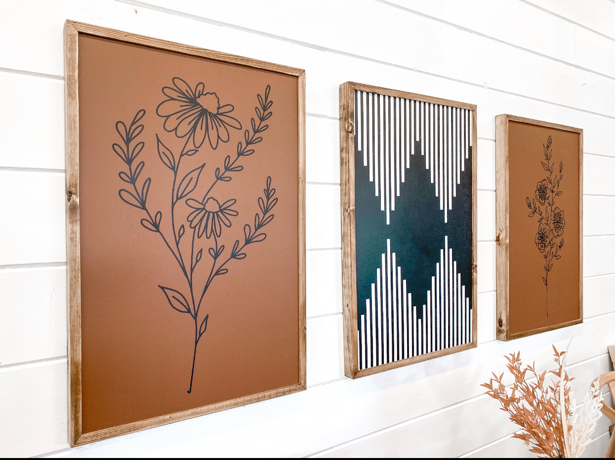 Flower & Aztec & Wooden Artwork