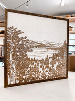 Load image into Gallery viewer, Prineville Reservoir Landscape Hand Sketched Engraved Wooden Artwork
