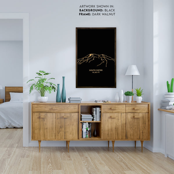 South Sister Mountain Engraved Wall Art