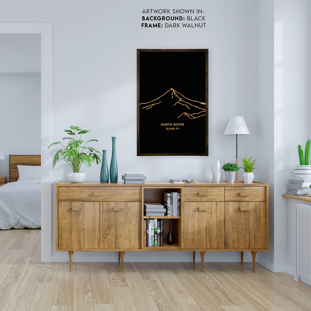 North Sister Mountain Engraved Wall Art