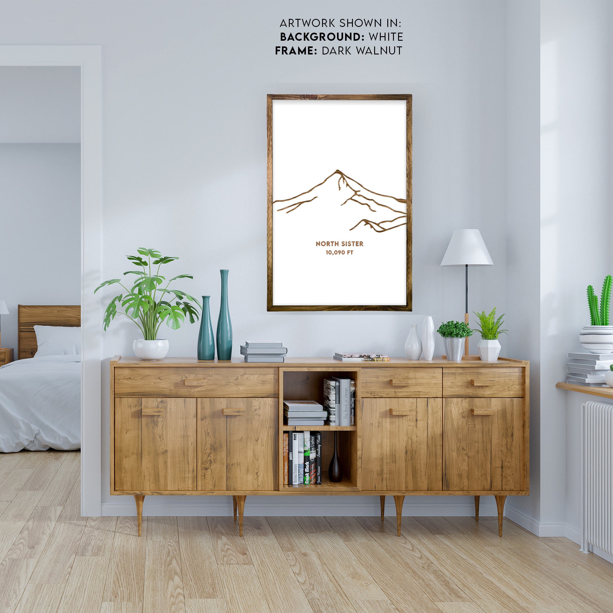 South Sister Mountain Engraved Wall Art