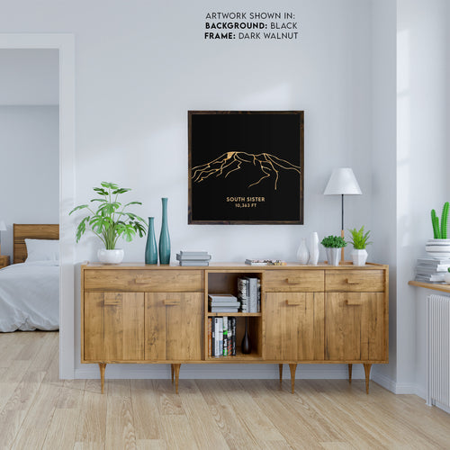 South Sister Mountain Engraved Wall Art