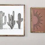 Load image into Gallery viewer, Sunburst And Cactus Wooden Artwork Set
