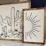 Load image into Gallery viewer, Cactus And Sunburst Wood Wall Decor
