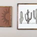 Load image into Gallery viewer, Sunburst And Cactus Wooden Artwork Set
