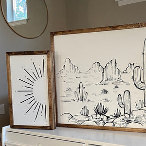 Cactus And Sunburst Wood Wall Decor